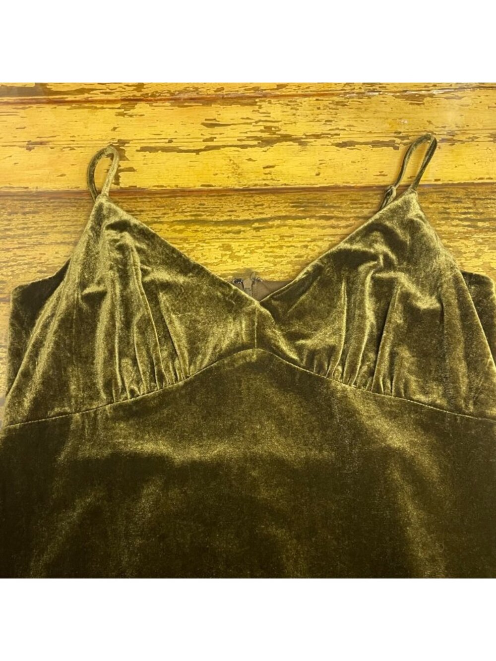 Taylor Velvet Midi Slip Dress Olive Green Sz LG (APPROX) Holiday Y2K Party - Picture 3 of 8